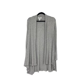 Magaschoni Light Gray Modal Stretchy Open Long Cardigan Womens Medium Casual